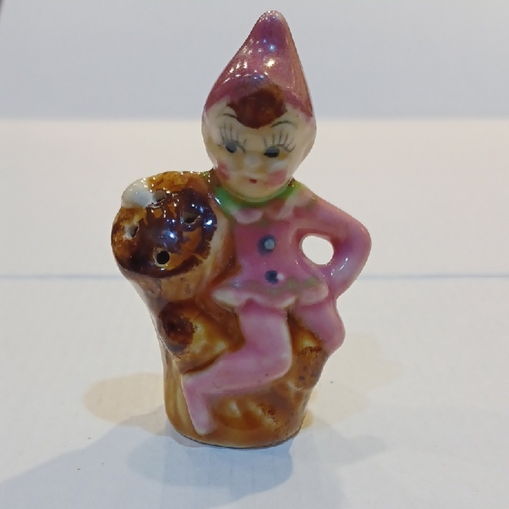 Vintage Pink Elf Figurine Salt Or Pepper Shaker